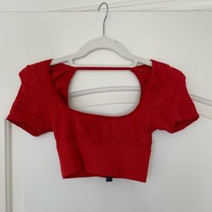 Small stretchy red crop top